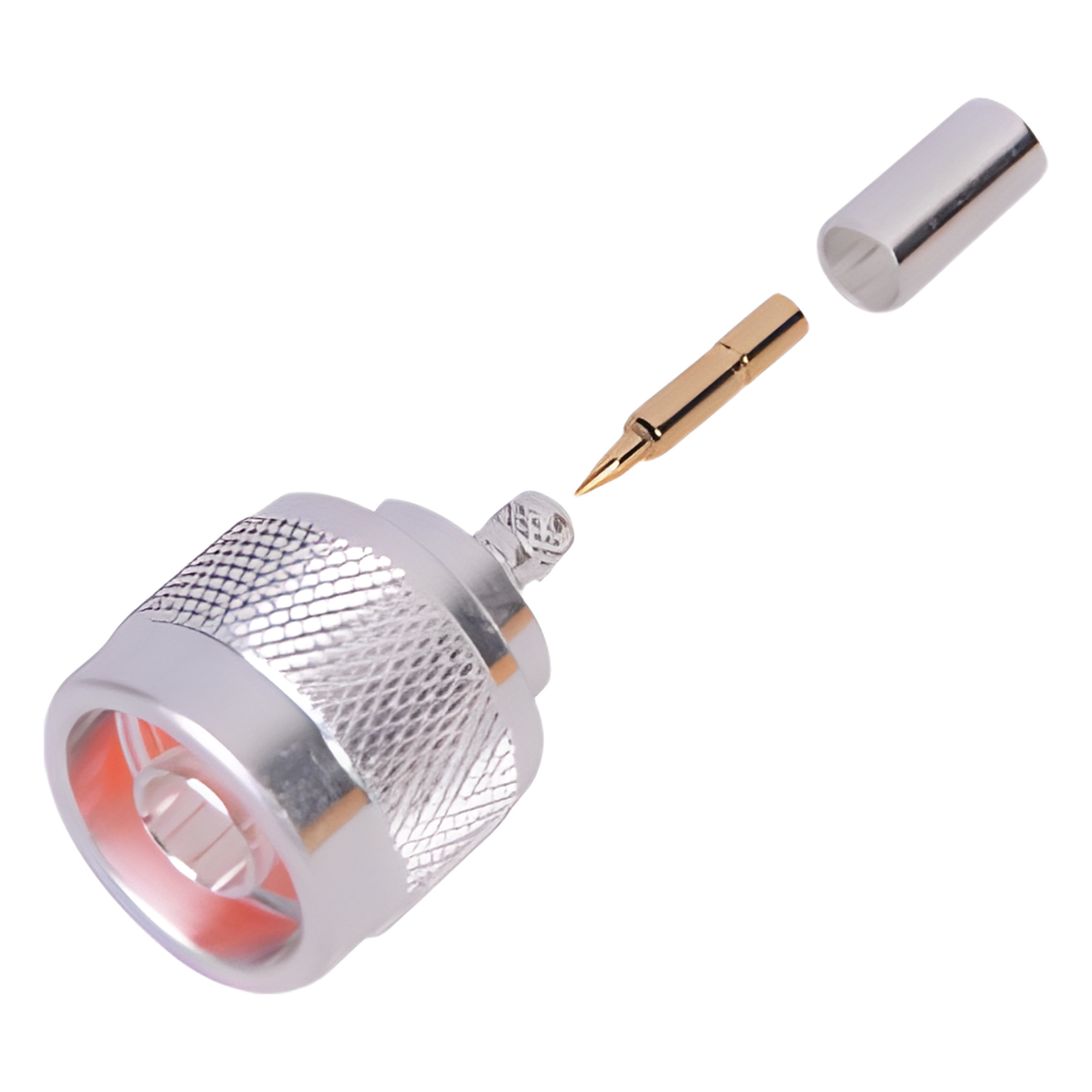 Conector N Macho de Anillo Plegable para Cable LP-195, RG-58/U, Plata/ Oro/ Teflón. — RF INDUSTRIES,LTD · SKU RFN-1005-3C