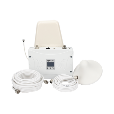 Kit Amplificador de Señal Celular 2G, 3G y 4G / Mejora llamadas convencionales y VoLTE / Amplifica señal de TELCEL, AT&T y MOVISTAR / Cubre hasta 300 m² con una antena y hasta 900 m² con 3 antenas.
