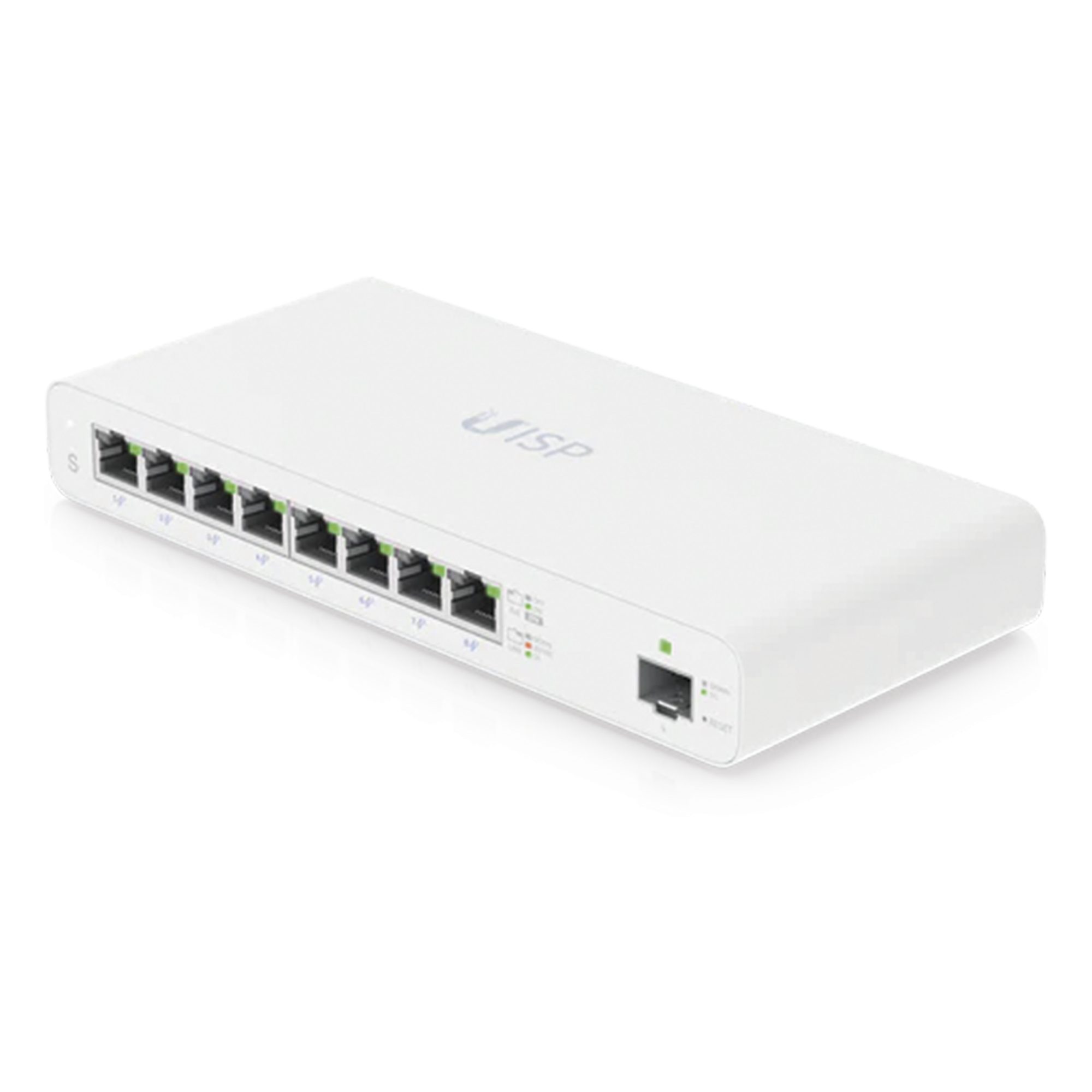 UISP Switch Gigabit PoE Pasivo de Capa 2 con 8 Puertos para Implementaciones MicroPoP — UBIQUITI · SKU UISP-S