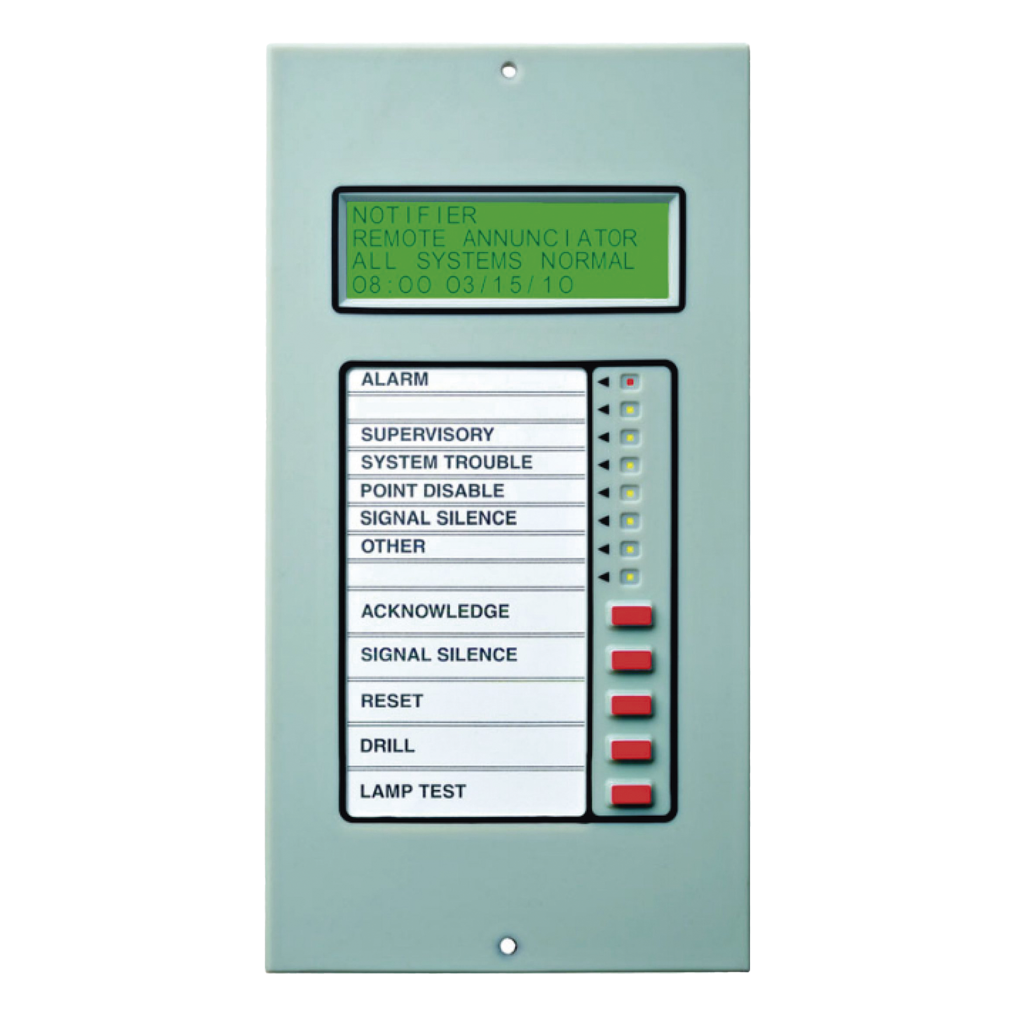Anunciador Remoto LCD / 80 Caracteres / Retroiluminado / EIA-485 / 32 Unidades / 1,828 m (5,997 ft) — NOTIFIER · SKU LCD2-80