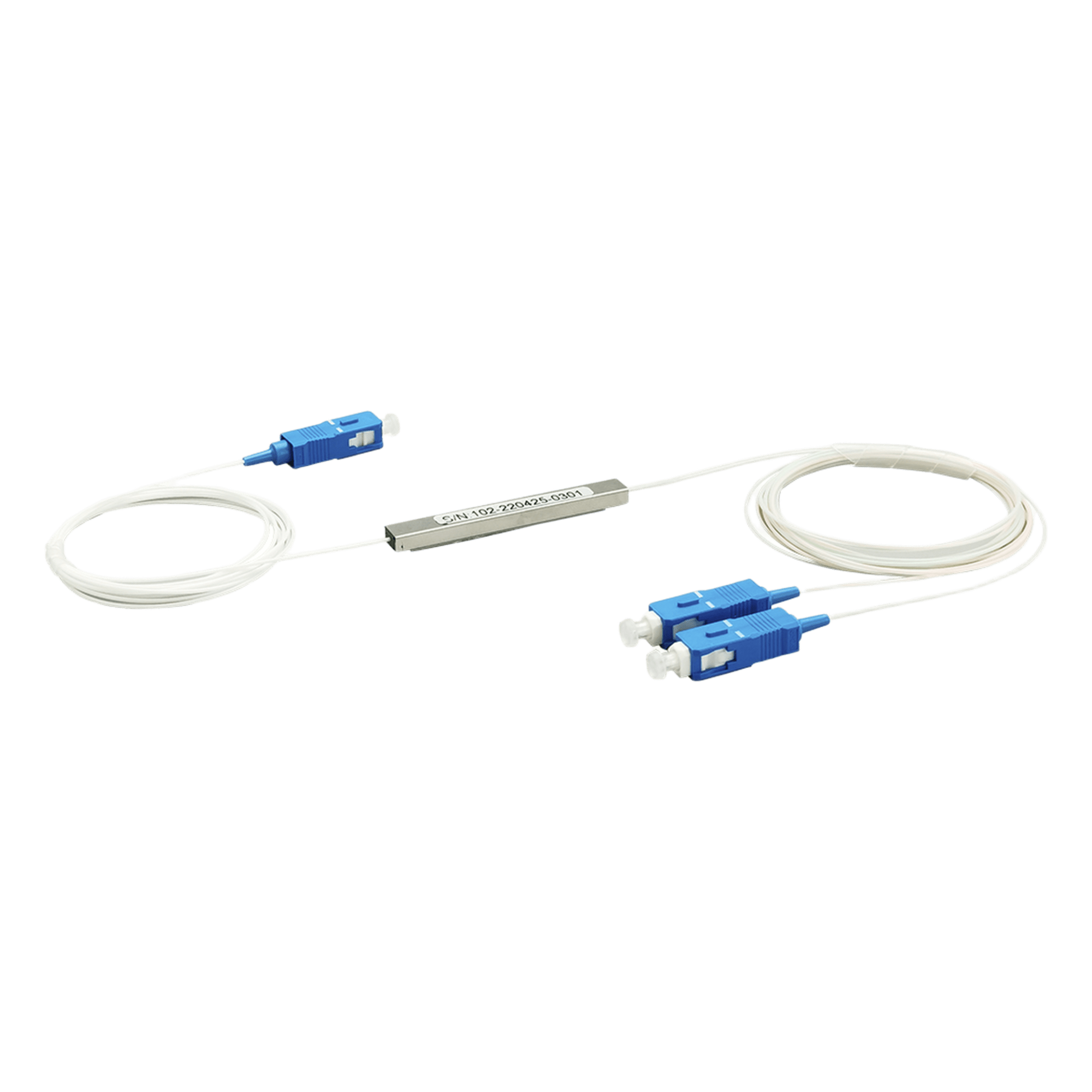 Splitter (Divisor Óptico) tipo PLC, de 1x2, conectores SC/UPC  — TEMPO · SKU TM-PLC-1X2UPC
