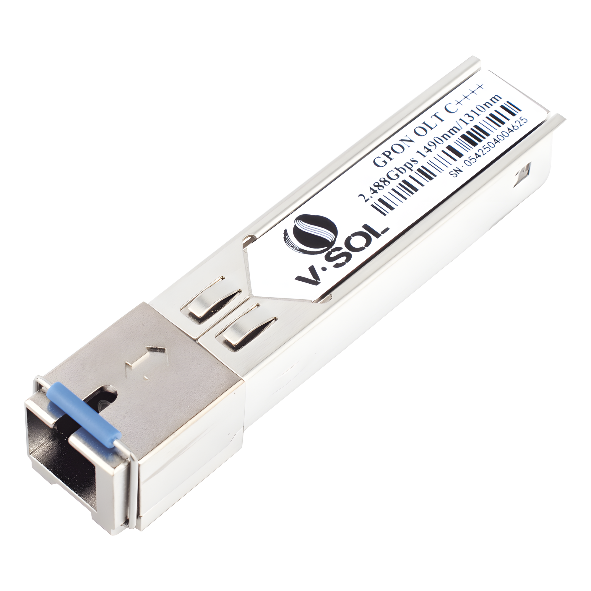 Módulo SFP GPON / Clase C++++ / 2.5 Gbps TX / 1.25 Gbps RX / Alcance 20 km (65,616 ft) / 9 dBm Potencia Óptica / DDM Digital — V-SOL · SKU GPON-SFP-C4+