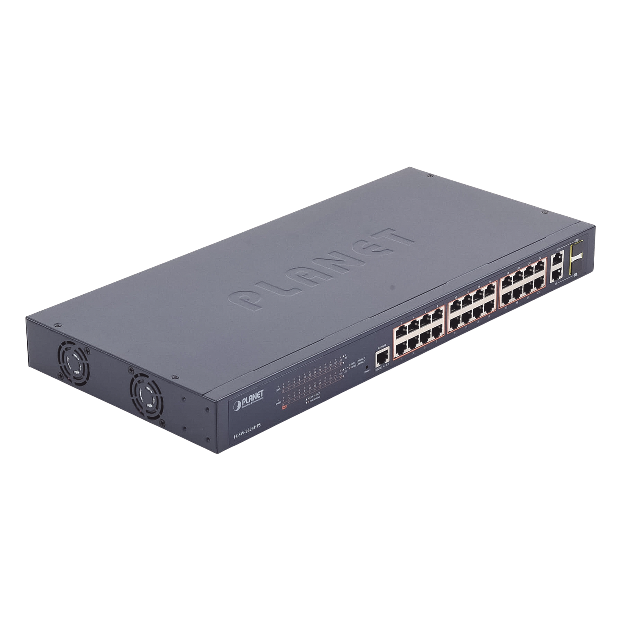 Switch administrable de 24 puertos 10/100TX PoE+ y 2 puertos combo TP/SFP Gigabit