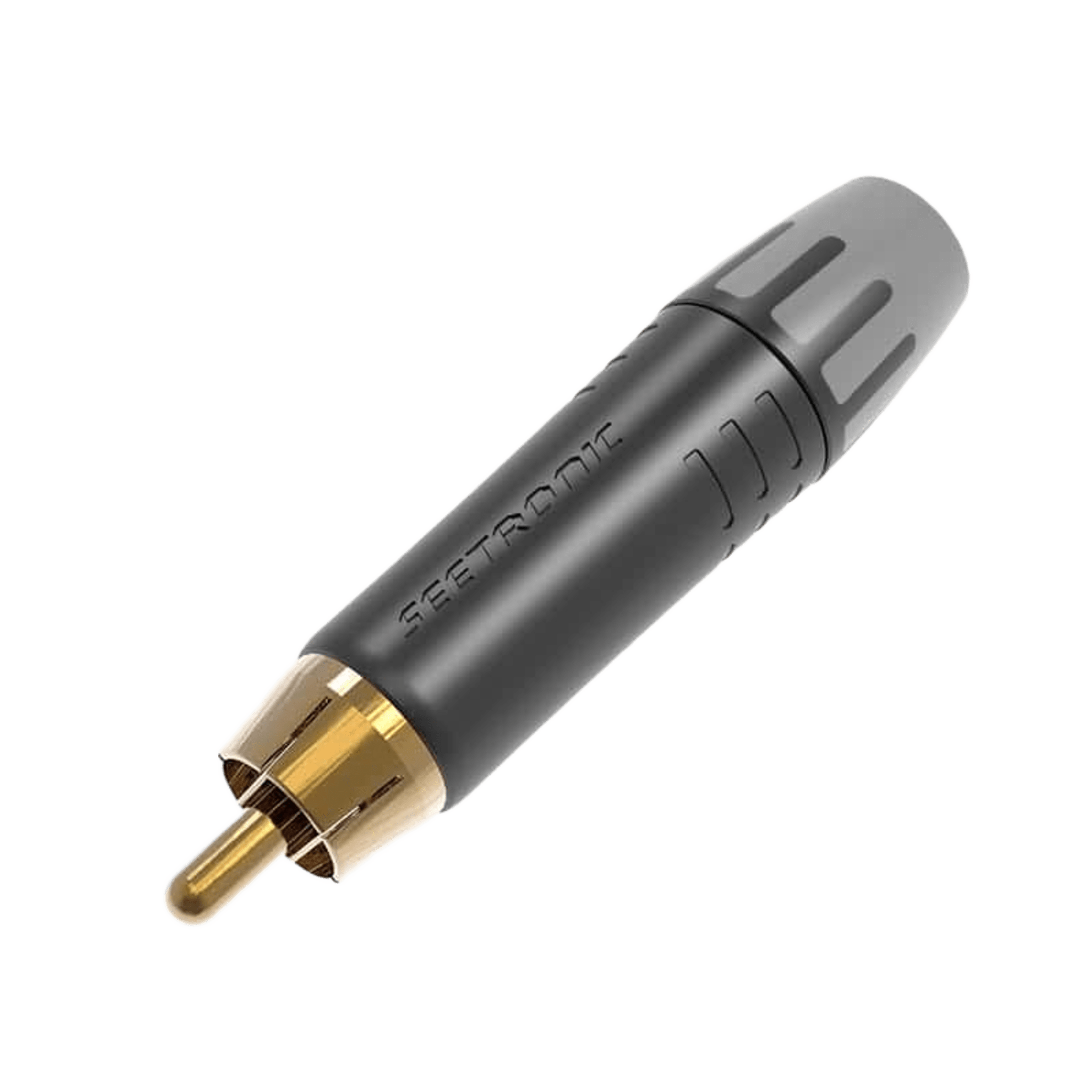 Conector Macho RCA | Carcasa Enchapada en Negro | Contacto Enchapado en Oro | Cable OD 3.5-6.5mm