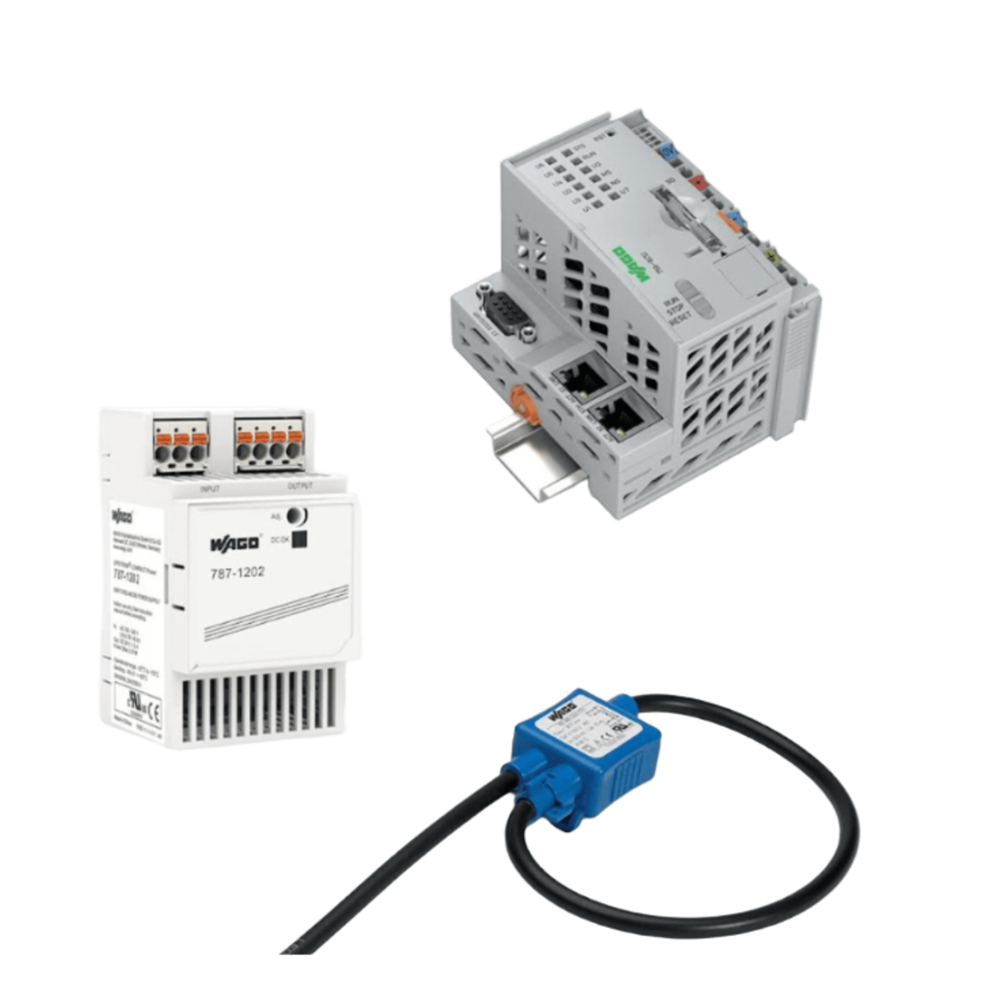 Sistema de Medición y Control de Potencia / 3 Fases 690 VAC / Controlador PFC200 / Fuente Conmutada 24VDC / Módulo Conmutador 16A / Terminales Fusibles / Rail DIN 35x7.5 mm — WAGO · SKU 60612446