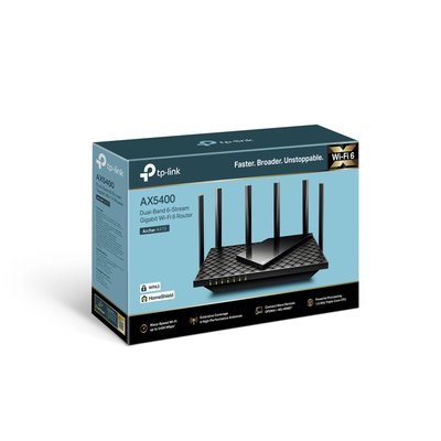 Router WiFi 6 Doble Banda / AX5400 MU-MIMO 4X4 y OFDMA / 1 puerto WAN 10/100/1000 Mbps / 4 puertos LAN 10/100/1000 Mbps / 1 puerto USB 3.0 / 6 potentes antenas / Administración App (Tether) o Página web / Protección HomeShield