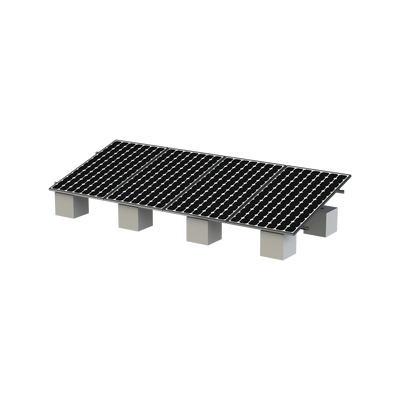 Montajes para Módulos — Kit Montaje para 4 Módulos de 30-35 mm espesor / Riel No.8 / Vel. de Viento Máx. 136km/h / Ajustable 20° a 45° / 5400mm Longitud 