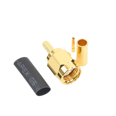 Conector SMA Macho Inverso de Anillo Plegable para Instalar en Cables RG-174/U y RG-316/U.