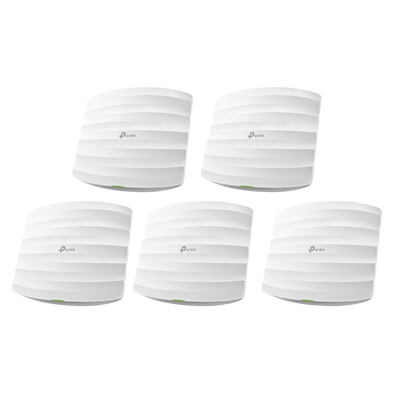 Kit de 5 Puntos de Accesso Omada doble banda 802.11ac, MU-MIMO, PoE af y PoE Pasivo, soporta hasta 100 clientes, hasta 1350 Mbps. — TP-LINK · SKU EAP245-KIT-5