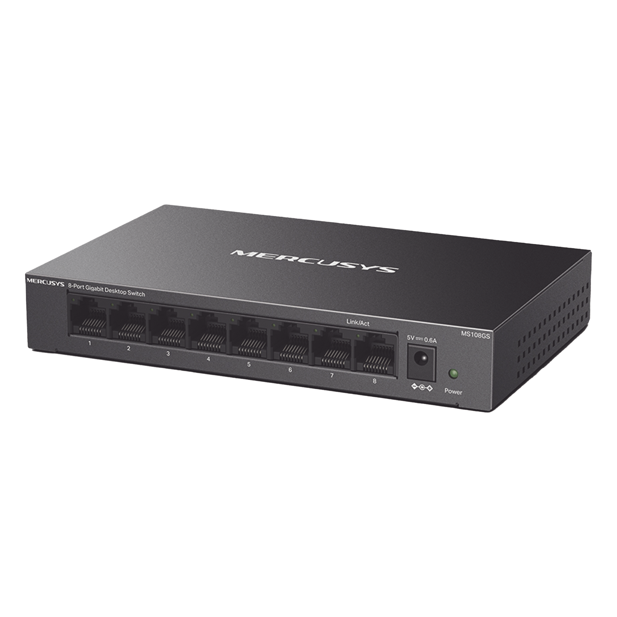 Switch NO Administrable / Para escritorio / Carcasa de Metal / 8 puertos 10/100/1000 Mbps / Diseño Compacto / Plug and Play — Mercusys · SKU MS108GS