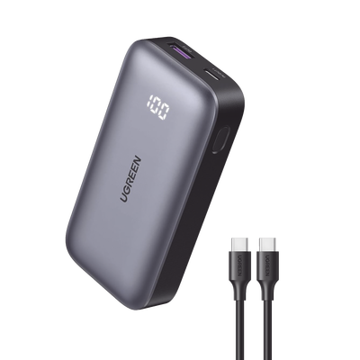 Mini Power Bank 30W | 10 000 mAh | 2 Puertos PD3.0, USB C+A | Carga Rápida | Pantalla Digital | Compatible con iPhone 16 Pro Max/15/14, MacBook Air, iPad, Galaxy S24 Ultra, | Color Negro.