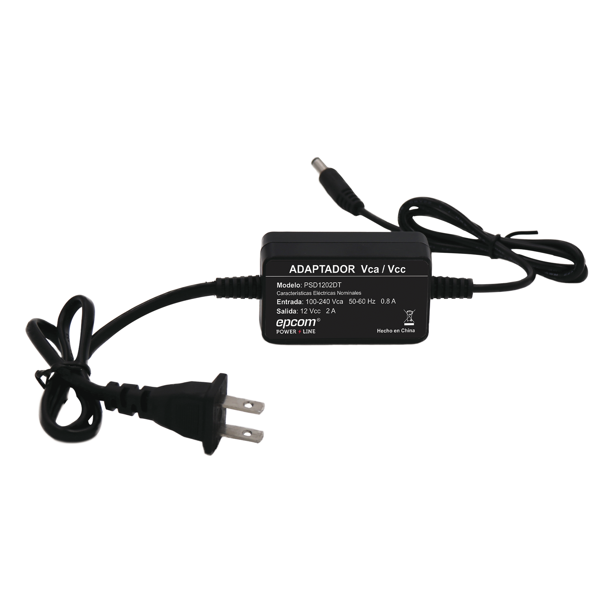 Fuente de Poder 12 Vcc / 2 Amp / Con Terminales de Extensión / Distancias de cable hacia Vca 50 cm / Distancia de cable hacia dispositivo de 50 cm
