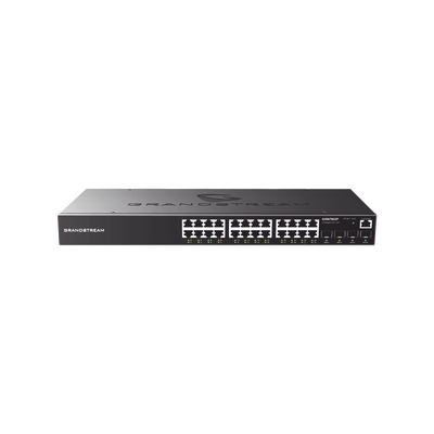 Switch PoE+ Administrable / 24 Puertos 10/100/1000 Mbps + 4 SFP / 360W PoE Total / Switching 56 Gbps / Cloud GWN Sin Costo / Montable en Rack