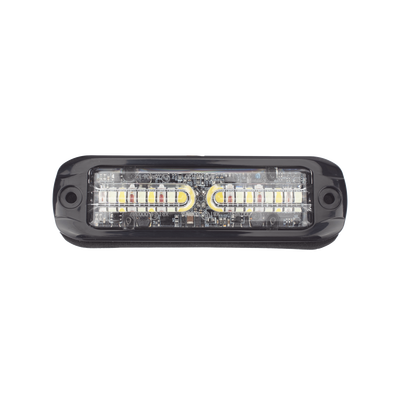Luz Auxiliar de 18 LEDS, Tricolor Rojo/Azul/Blanco, Lente transparente, Bisel Negro