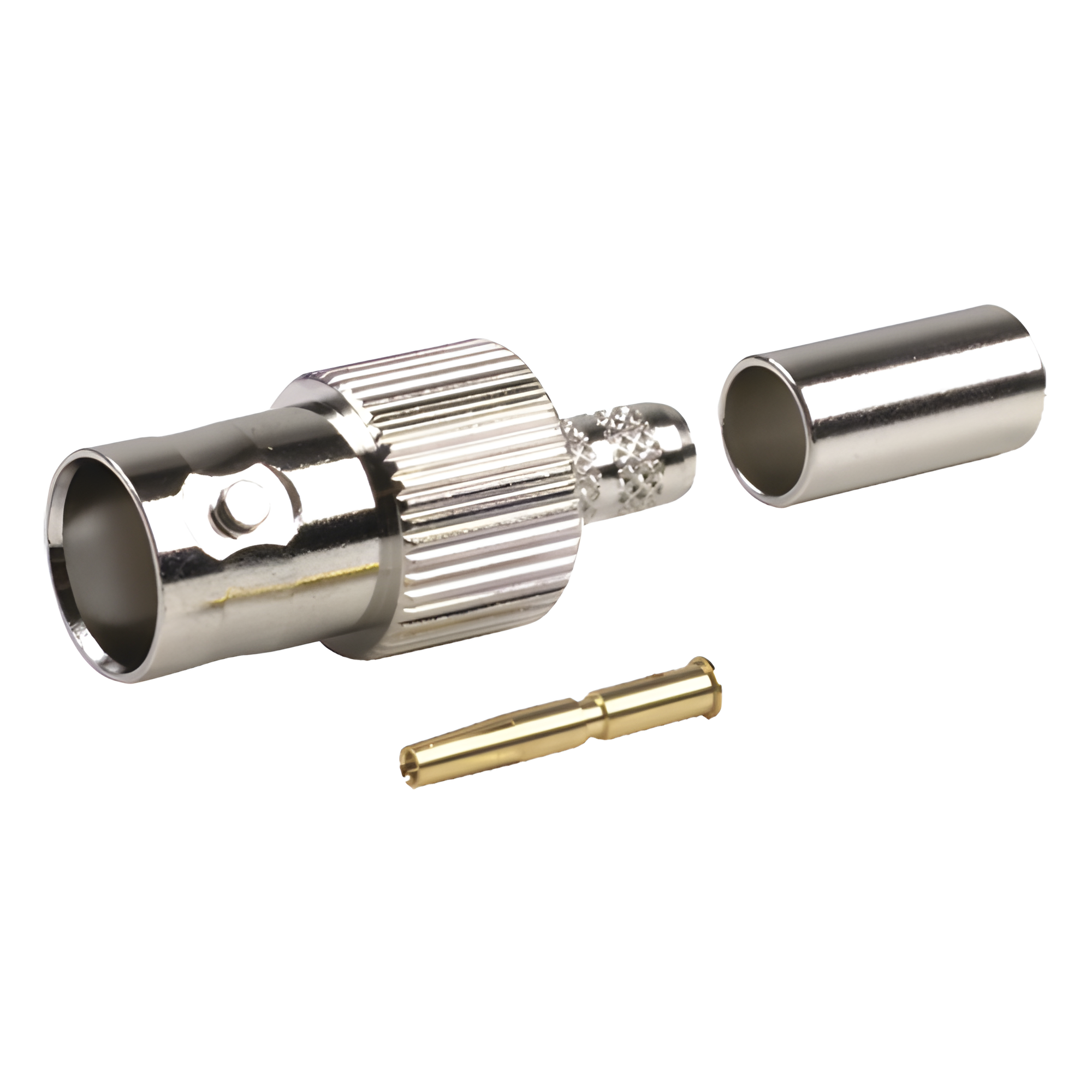 Conector BNC Hembra de Anillo para Cables RG-8/X, LMR-240, 9258, Níquel/ Oro/ Delrin. — RF INDUSTRIES,LTD · SKU RFB-1124-1X