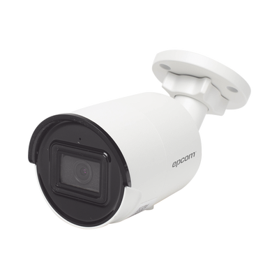 Bala IP 4 Megapixel / Lente 2.8 mm / 40 mts IR EXIR / IP67 / WDR 120 dB / PoE / Micrófono Integrado / ACUSENSE (Filtro de Falsas Alarmas) / Ultra Baja Iluminación