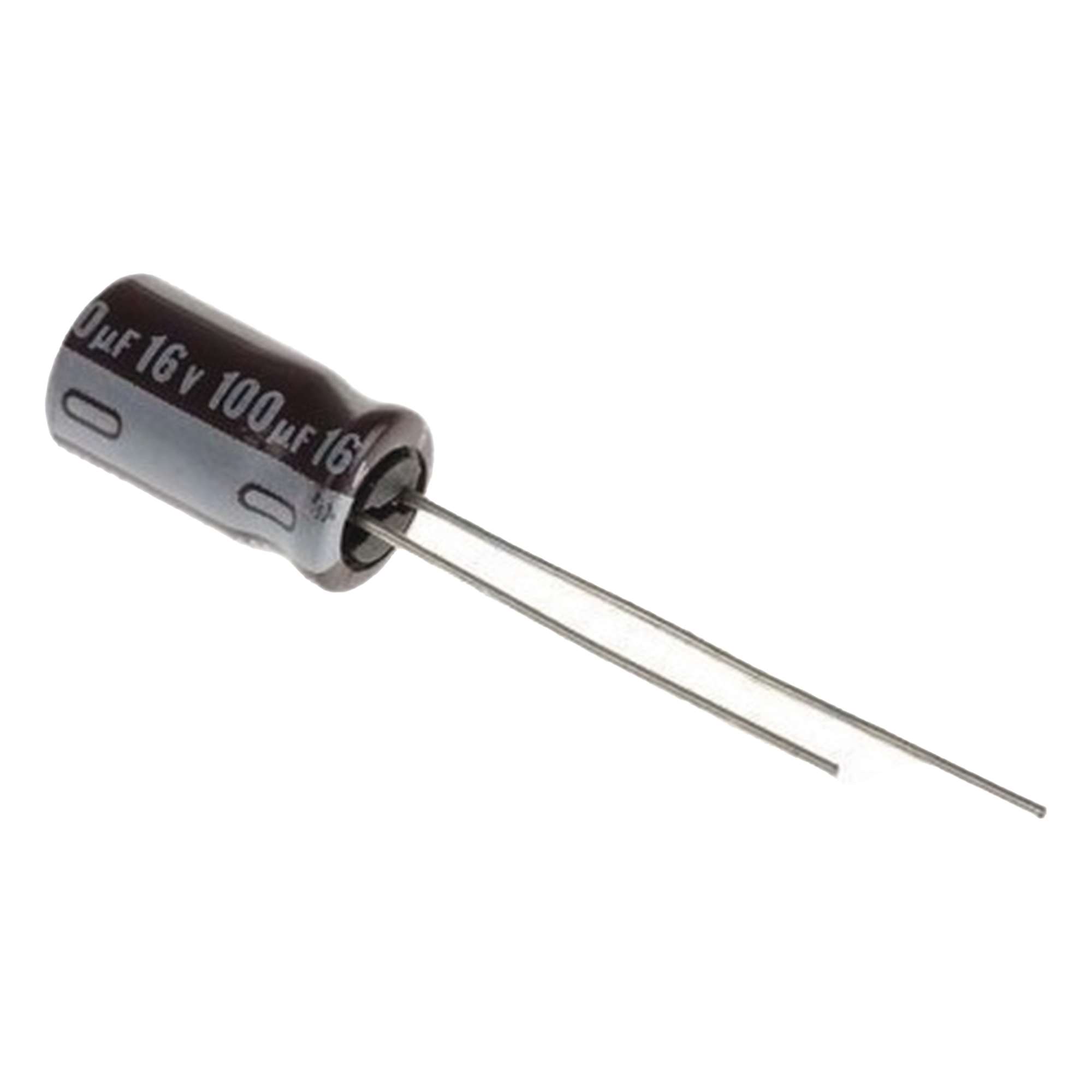 Capacitor Electrolítico de Aluminio, Radial de 100 µFd, 16 Vcc, 105 °C, 5.0 x 11 mm. — SYSCOM · SKU 0100M0016V