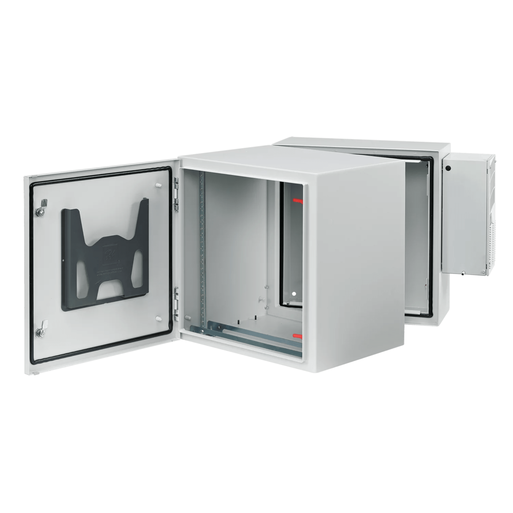 Gabinete Industrial ProTek de Puerta Sólida, Con Aire Acondicionado de 4000 BTU, Protección NEMA Tipo 4/12; IP66; IK10, Abatible, Fabricado en Acero, 19 UR, Color Gris Claro — HOFFMAN · SKU PTHS362430G4A