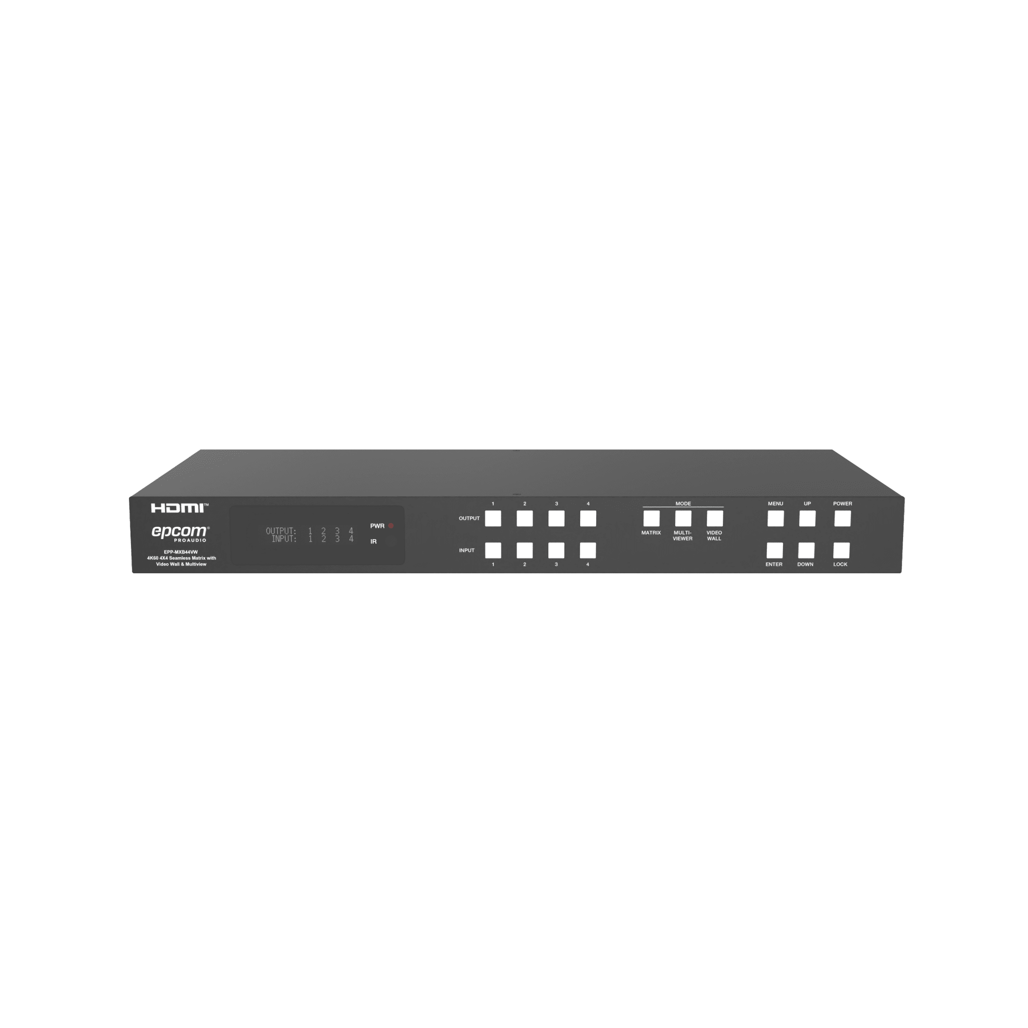 Switch de Video Matrix 4x4 HDMI 2.0 | 18Gbps Ancho de Banda | 4K2K@60Hz Resolución | 4 Entradas 4 Salidas HDMI | Audio LPCM y Dolby Digital | Control TCP-IP y RS-232 | Conectores Phoenix para Audio | Metal Enclosure