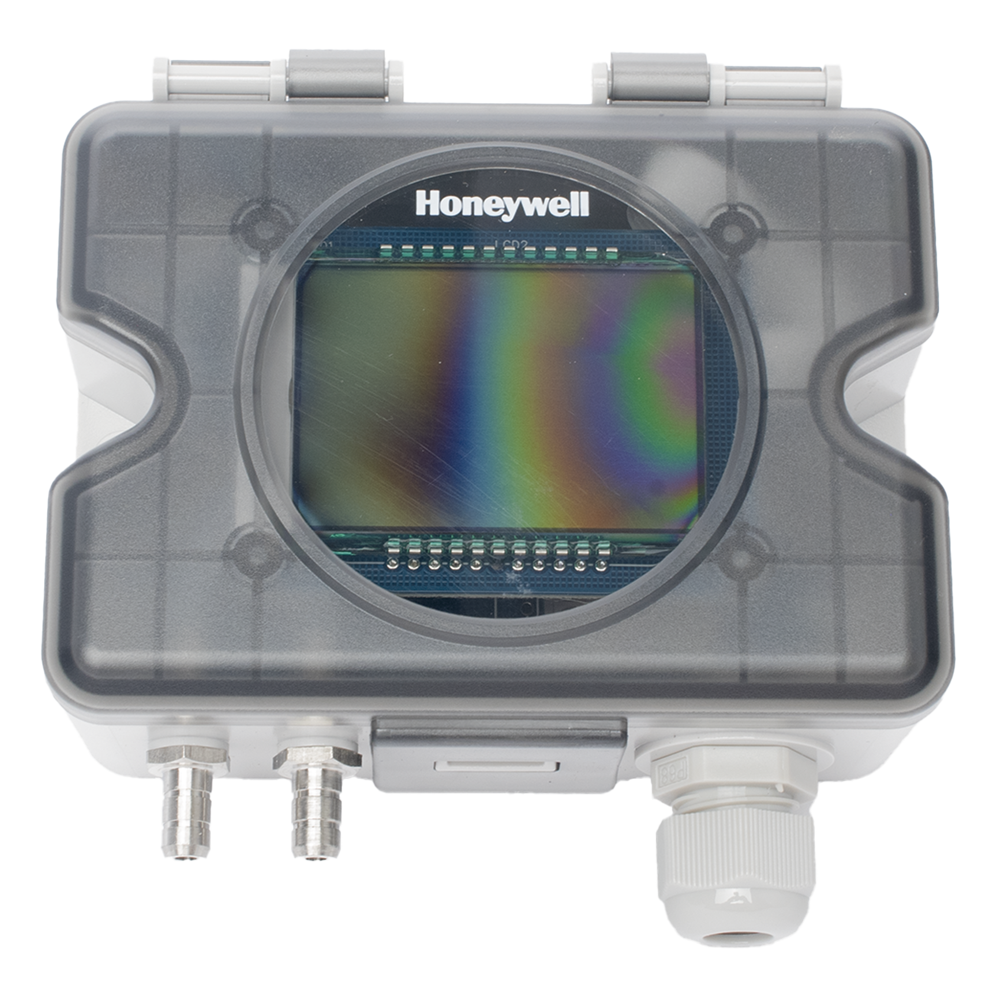 Transmisor de presión diferencial de aire con comunicación Modbus RTU y pantalla LCD para sistemas HVAC — HONEYWELL BMS · SKU HSDP-A10000ML