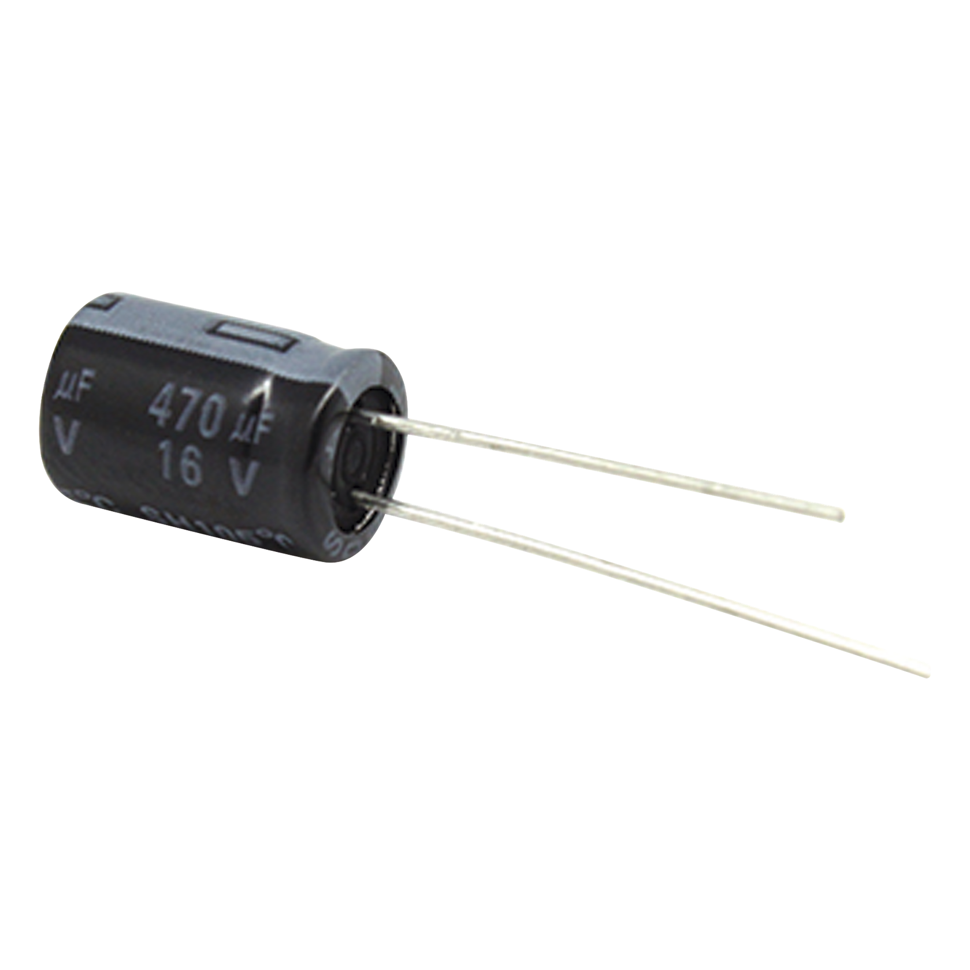 Capacitor Electrolítico de Aluminio, Radial de 470 µFd, 16 Vcc, 105 °C, 8.0 x 11 mm. — SYSCOM · SKU CE470/16V