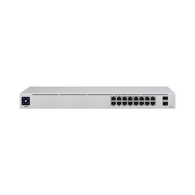 UniFi Switch USW-16-POE Gen2, Capa 2 de 16 puertos (8 puertos PoE 802.3af/at + 8 puertos Gigabit) + 2 puertos 1G SFP, 42W, pantalla informativa