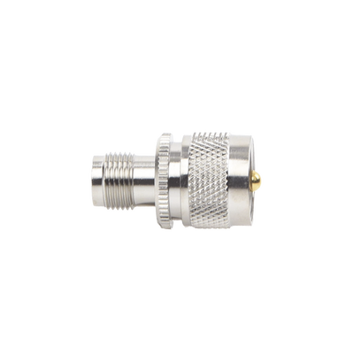 Adaptador en Línea de Conector TNC Hembra a UHF Macho (PL-259), Níquel/ Oro/ Teflón.