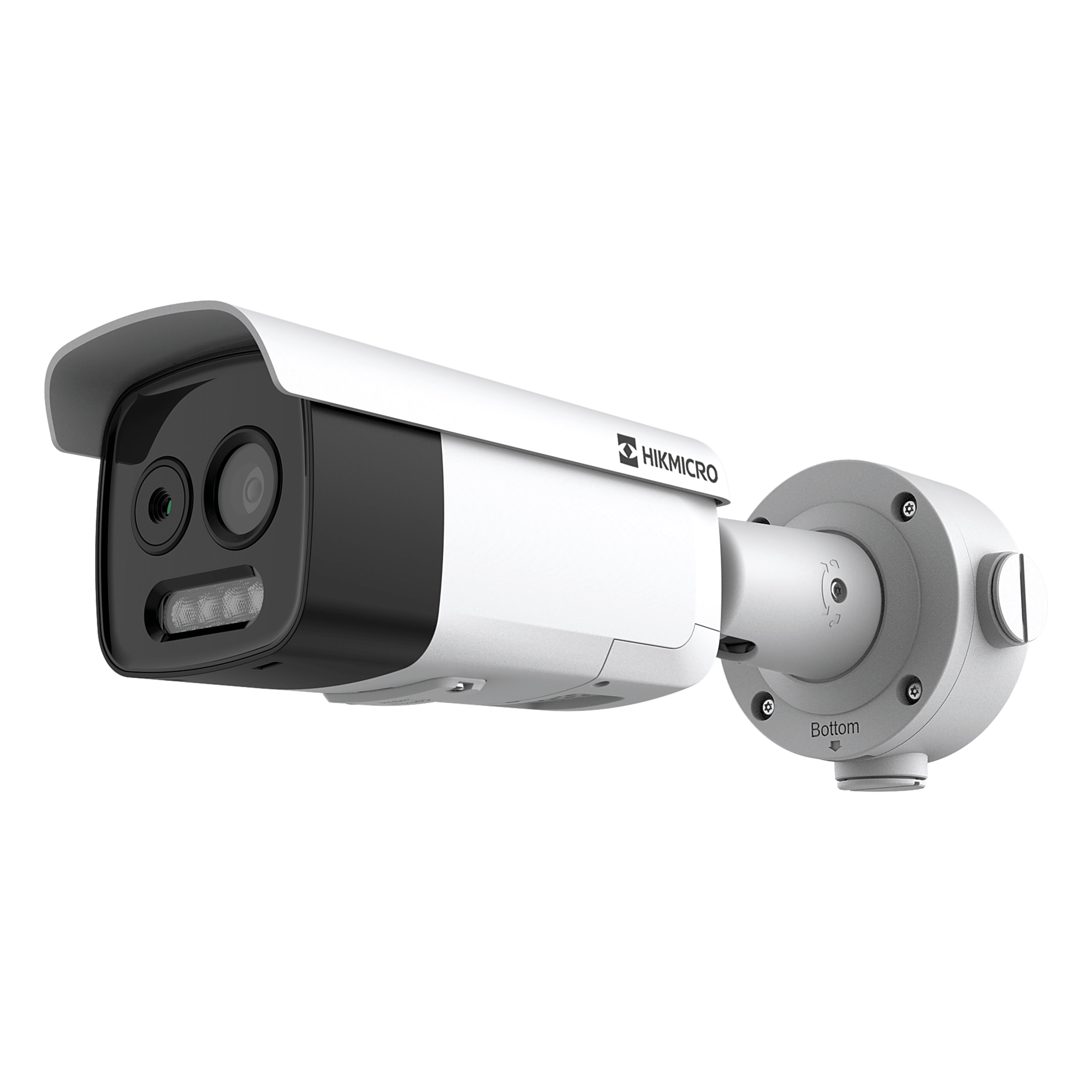 HIKMICRO Cámara Bala Dual Térmica y Óptica/ 5MP Óptica + 256×192 Térmica / IA para Detección Humana 84m y Vehicular 210m / Alarma por Temperatura -20°C a 150°C / Detección de Fuego y Fu — HIKVISION · SKU HM-TD2628-7/G1/T3A