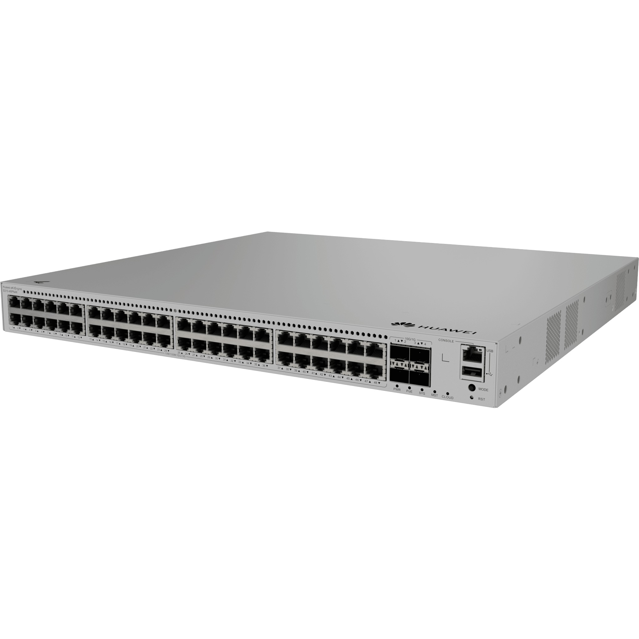 Switch eKit Distribución/Core MultiGigabit PoE+ Capa 3 / 48 puertos PoE+ 2.5 Gbps + 4 SFP+ / iStack / PoE Perpetuo (360 W) / Libre de Licenciamiento