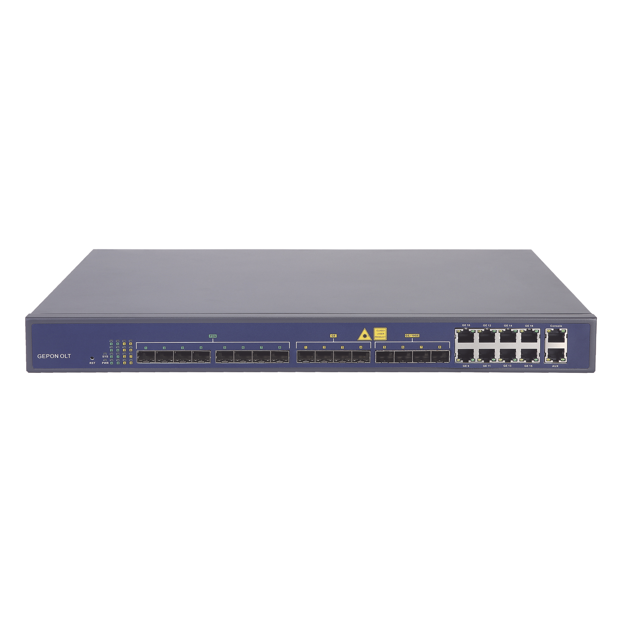 OLT de 8 puertos EPON con 16 puertos Uplink (8 puertos Gigabit Ethernet + 4 puertos SFP + 4 puertos SFP+), hasta 512 ONUs — V-SOL · SKU V1600-D8