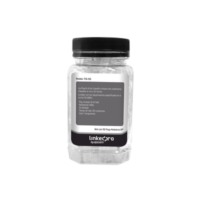 Bote con 100 Piezas de Plug Modular RJ45 Cat6 sin Blindaje, Chapado de Oro a 30 Micras para Durabilidad Extrema