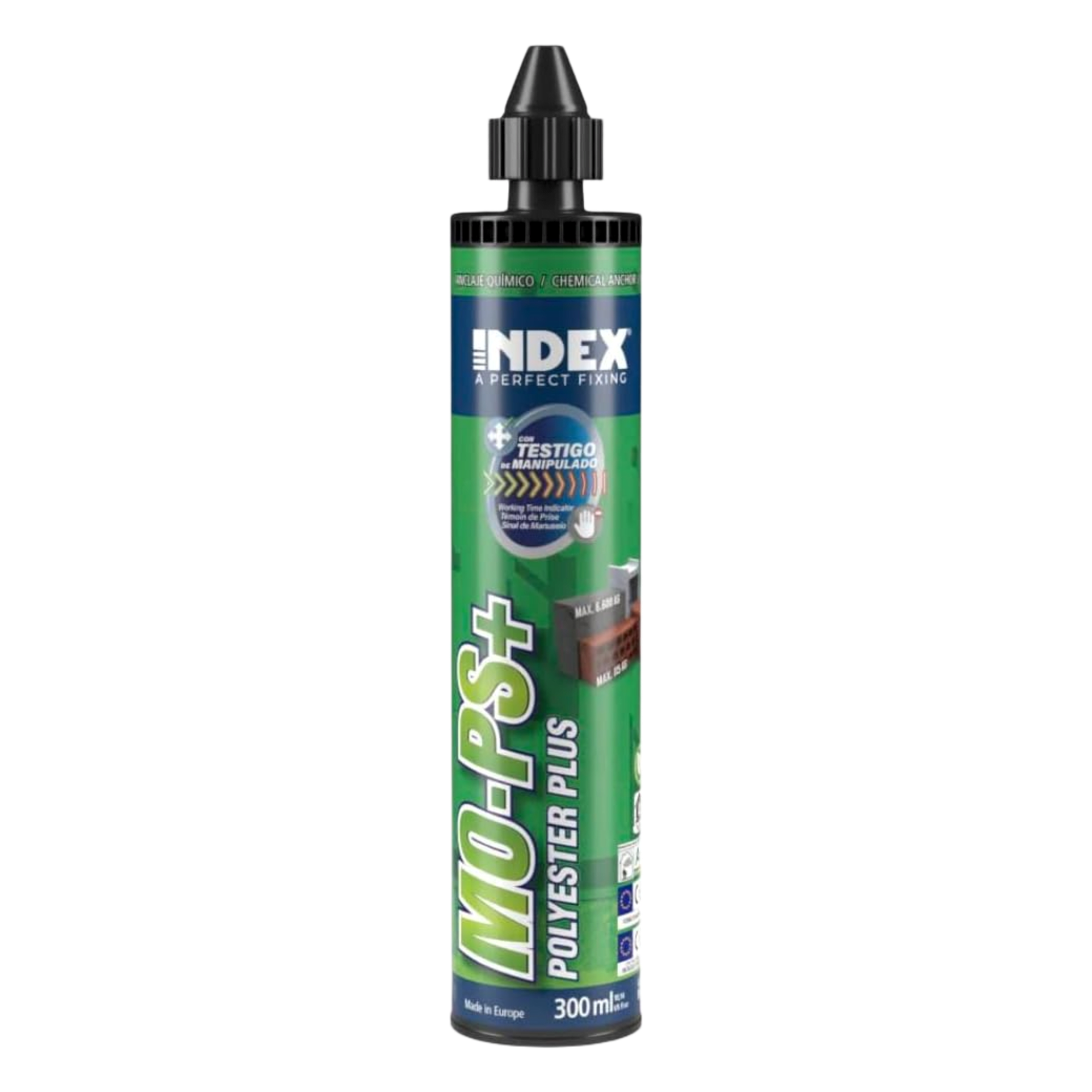 Resina de Polyester sin Estireno para Cargas Medias para Fijaciones en Hormigón no Fisurado y Mampostería / Curado Rápido  / Contenido 300ml. — INDEX · SKU MOPS300