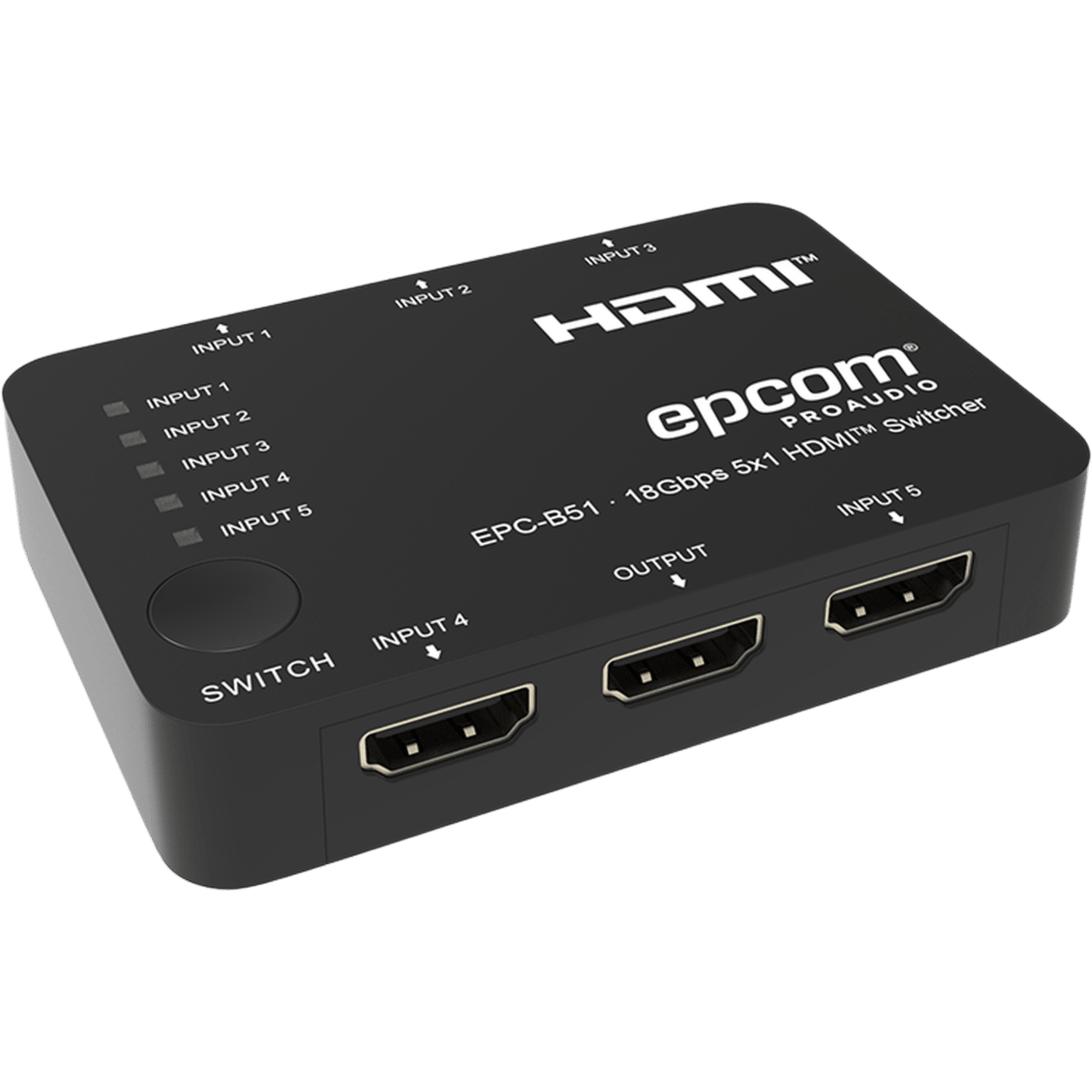 Switch HDMI 5x1 | 18Gbps | 4K@60Hz | YCbCr 4:4:4 | HDR, Dolby Vision y HLG | Soporte 3D | Conmutación Automática y Manual | Diseño Compacto