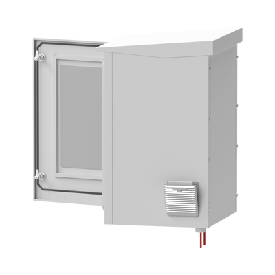 Gabinete de Exterior con Rack de 19" de 16U con Ventiladores y Termostato, Se envía el Gabinete Armado. (Montaje a poste o torre se vende por separado).