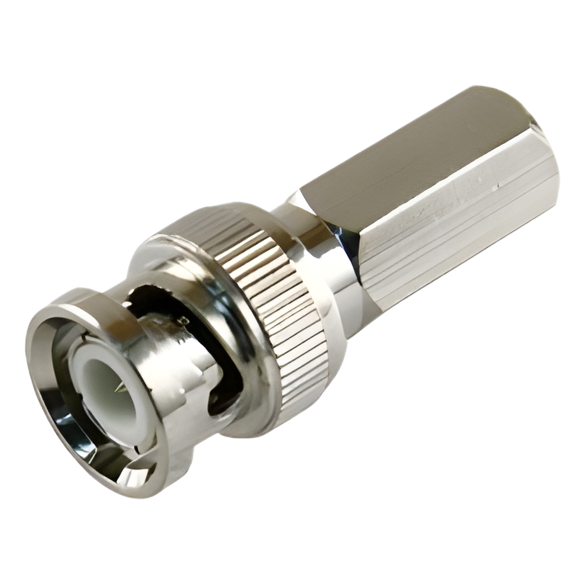 Conector BNC Macho de Ensamble Roscable (Hex.) en Sentido de las Manecillas de Reloj para Cable Coaxial RG-59/U, Níquel/ Oro/ Delrin. — EPCOM TITANIUM · SKU TT-RG-92