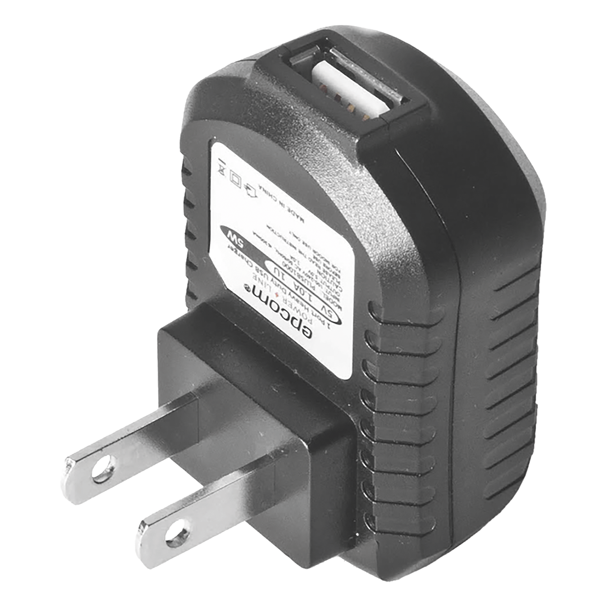 Cargador USB profesional de 1 Puerto, de 5 Vcc, 1 Amper Para Smartphones y Tablets; Voltaje de entrada de 100-240 Vca — EPCOM POWERLINE · SKU PLUSB1000