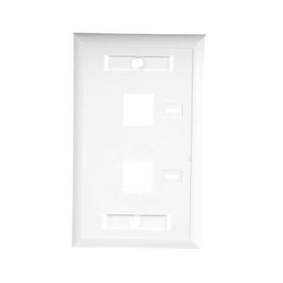 Placa de Pared de 2 Puertos, Keystone, con Espacio para Etiqueta, Color Blanco