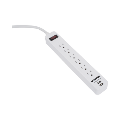 Multicontacto con 6 contactos aterrizados y 2 puertos usb.