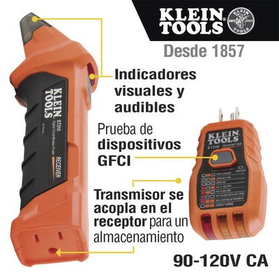 Detector Digital de Cortacircuitos de 120 Vca con Probador de Tomacorrientes GFCI.