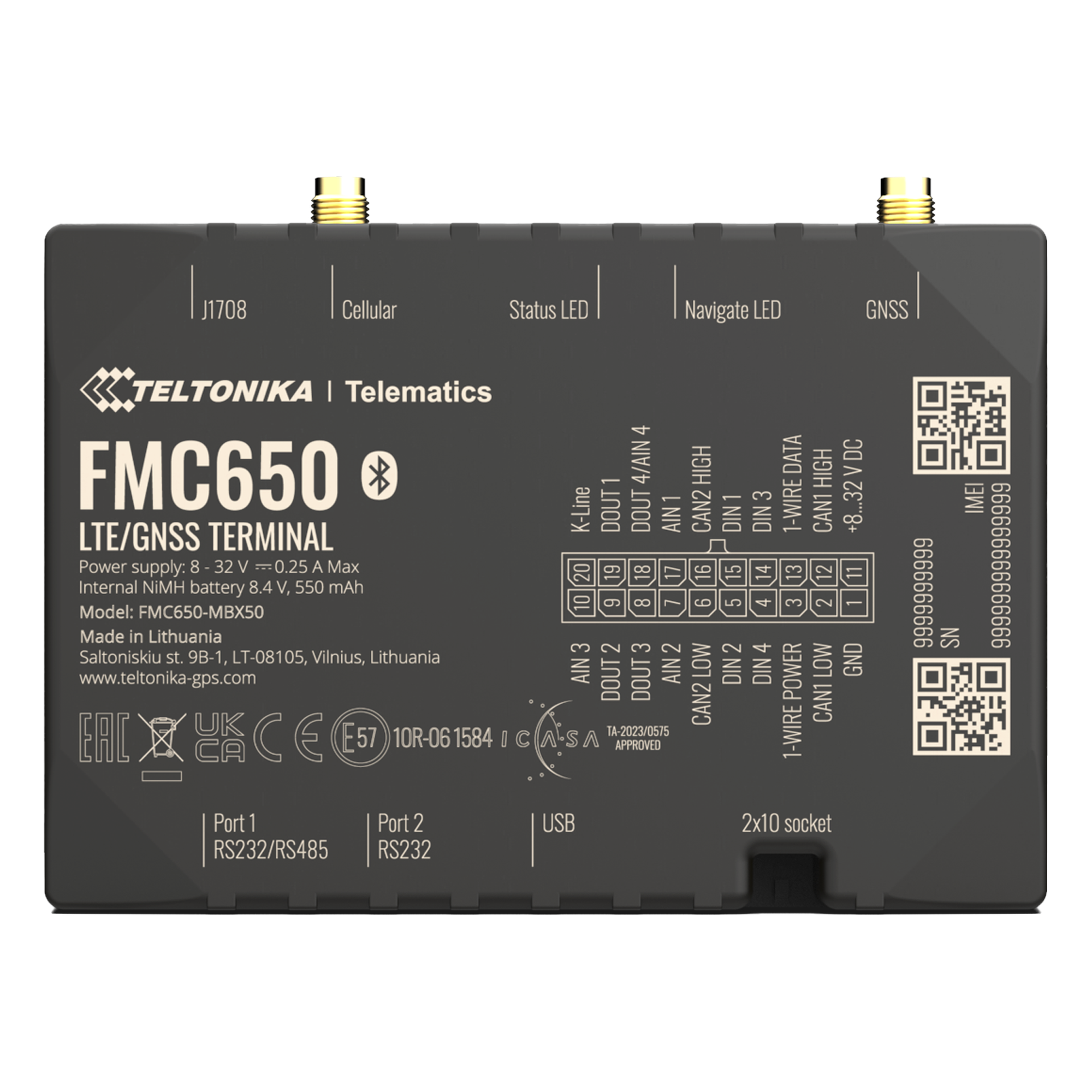 Profesional Rastreador Vehicular (GPS) 4G LTE Cat 1 Con Lectura Can / Bluetooth y Múltiples Entradas y Salidas Digitales — TELTONIKA · SKU FMC650