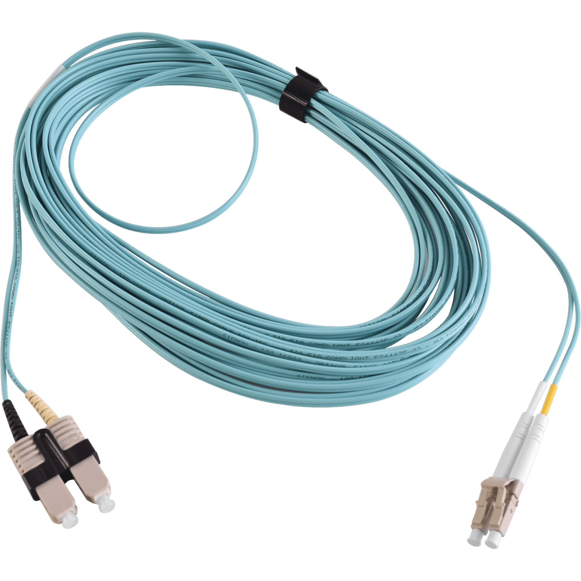 Jumper de Fibra Óptica Multimodo 50/125 XGLO OM3, LC-SC Duplex, OFNR, Color Aqua, 10 Metros (32.81 Pies)
