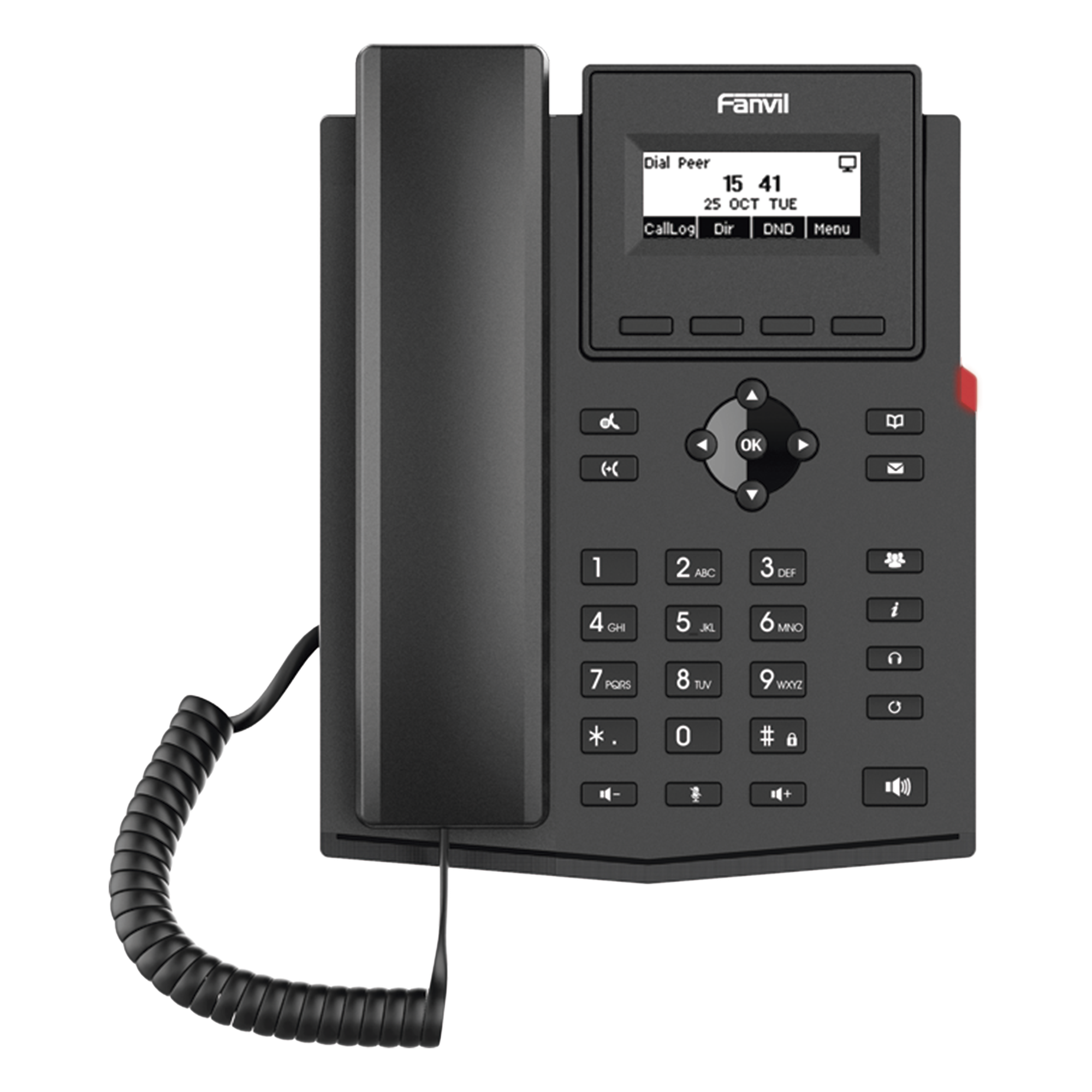 Teléfono IP / 2 Líneas SIP / Pantalla LCD 2.3" 132x64 / Audio HD G.722 y Opus / Conferencia 6 Vías / PoE 802.3af / Puertos Ethernet Duales 10/100 / Soporte EHS — FANVIL · SKU X301P