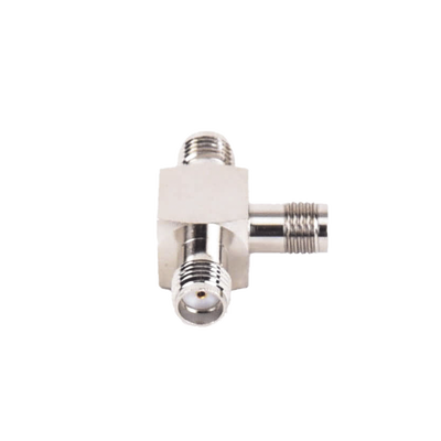 Adaptador en Forma T, de Triple Conectores SMA Hembra, Níquel/ Oro/ Teflón.