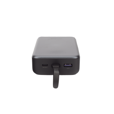 Power Bank Portatil | 20000mAh (74Wh) | 30W | Con Cable USB-C Incorporado | 2 Salidas 22,5W | Pantalla Inteligente | Multiple Proteccion | Aprobado por Aerolíneas | Color Grey.