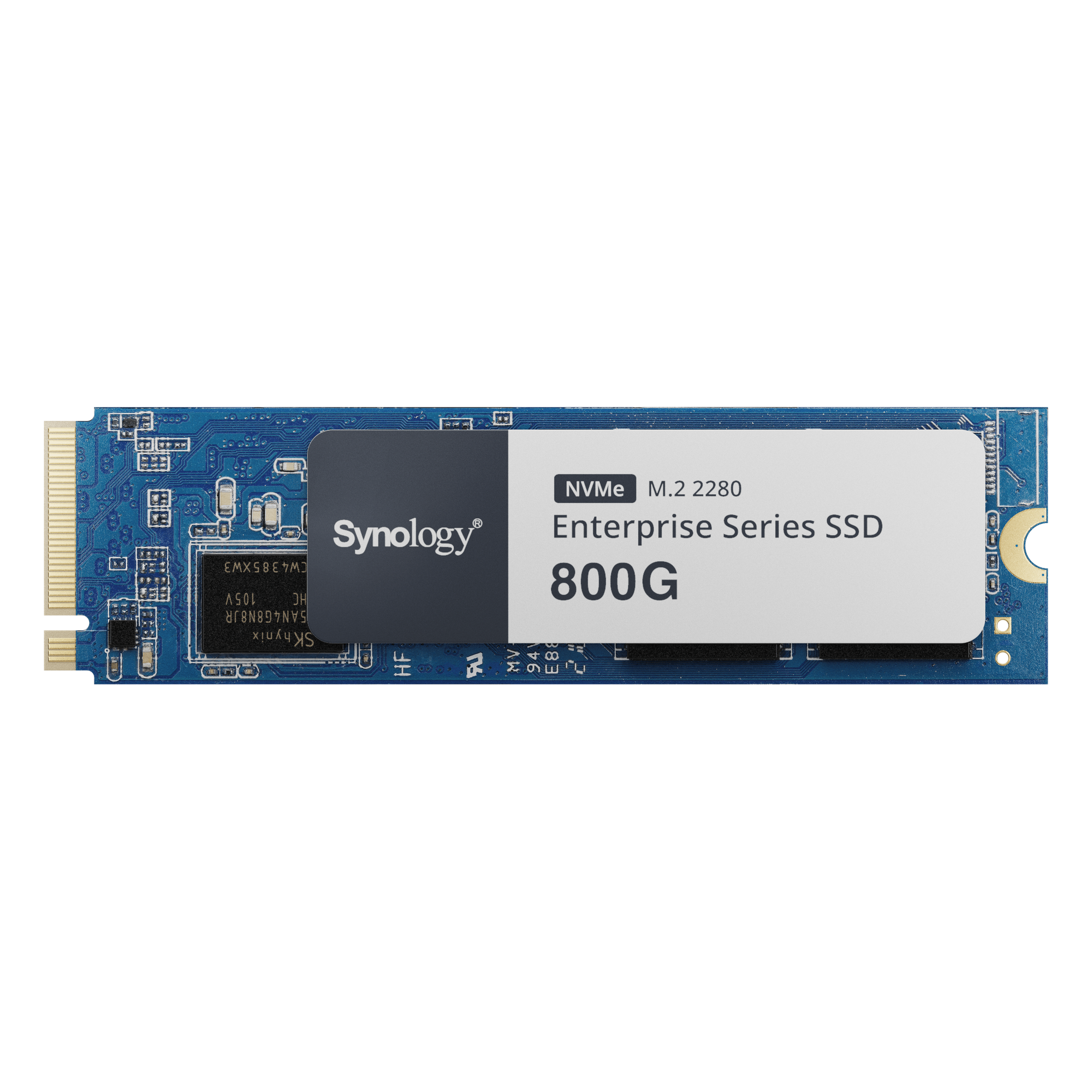 SSD NVMe M.2 Serie Enterprise | SSD 800GB | Alto Rendimiento 660.000 IOPS Lectura | 120.000 IOPS Escritura | Resistencia Hasta 2900 TBW | Protección de Datos Integral | Análisis de Vida Útil | Compatible con Synology DSM. — SYNOLOGY · SKU SNV5420-800G