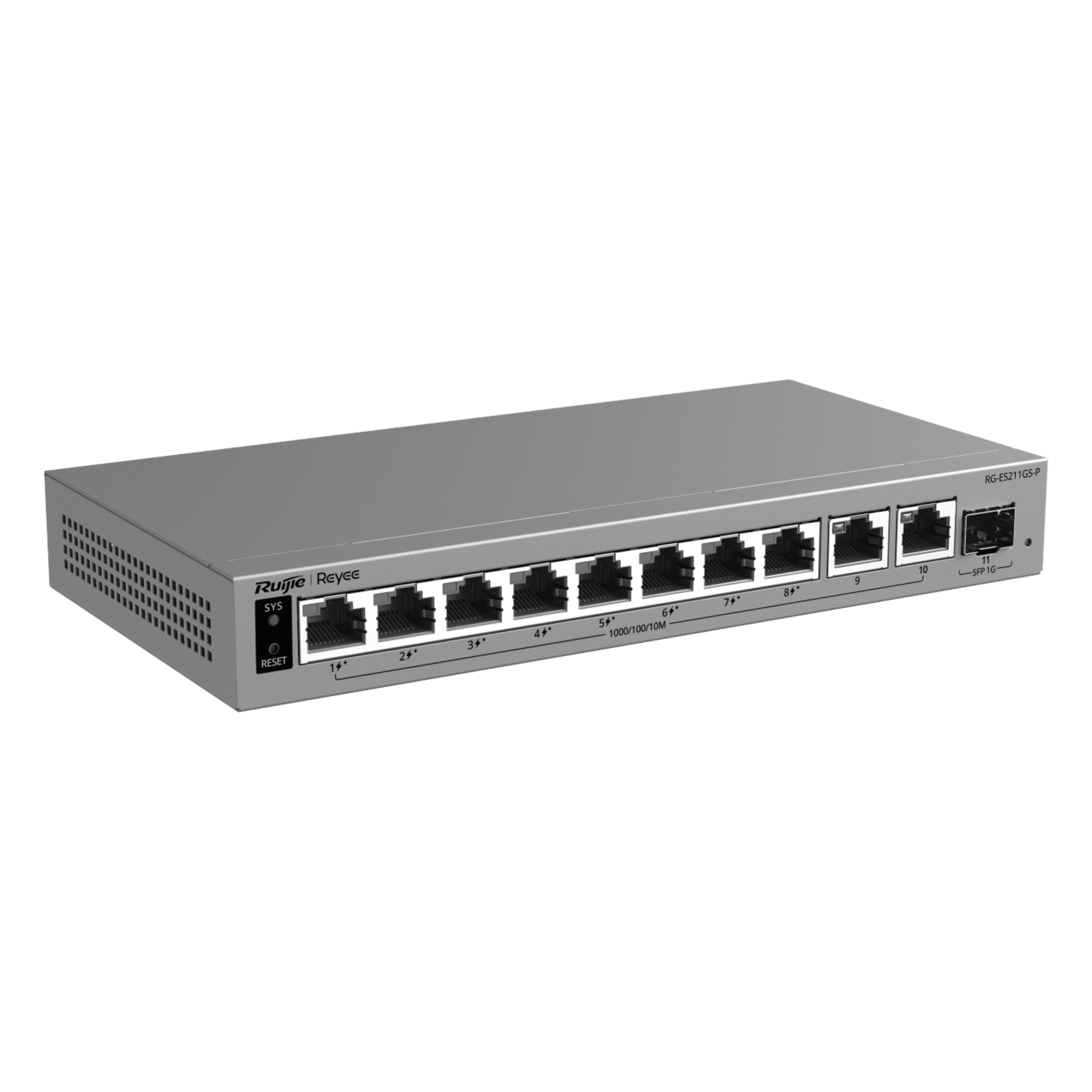 Switch PoE Gigabit Smart Cloud-Managed / 11 Puertos / 8 Puertos PoE+ 120 W / 1 Puerto SFP Uplink / Capa 2 / Sin Ventilador / Protección 6 kV