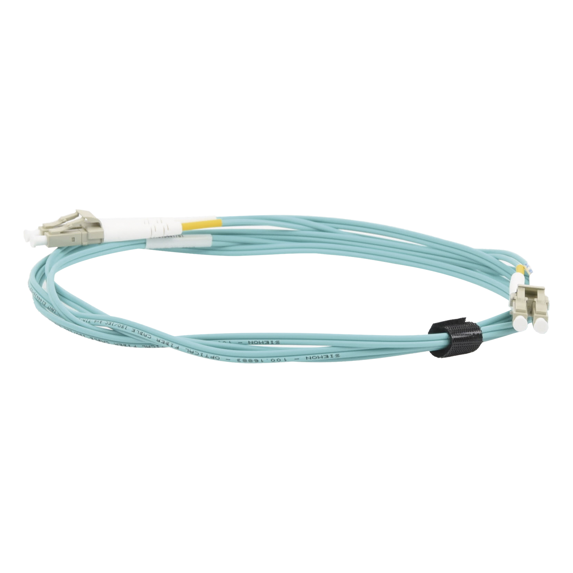 Jumper de Fibra Óptica Multimodo 50/125 XGLO OM3, LC-LC Duplex, OFNR, Color Aqua, 2 Metros (6.56 Pies) — SIEMON · SKU FJ2-LCLC5L-02AQ