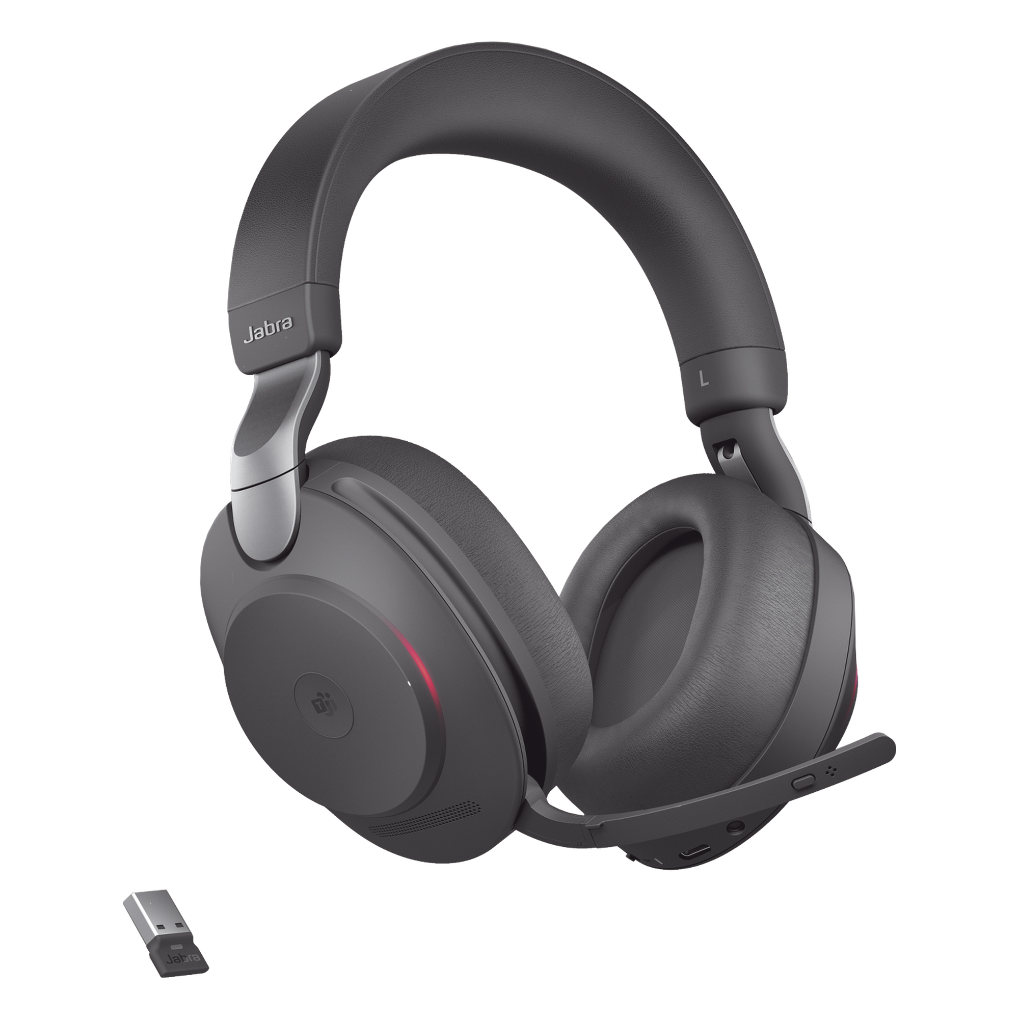 Jabra Evolve2 85, Auricular stereo versión MS con cancelación de ruido activa, dongle USB-A indicador de ocupado (Busylight)(28599-999-999) — JABRA · SKU EVOLVE2-85-MS-BK-A