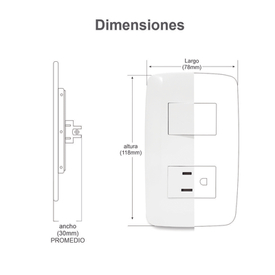 Apagador Duplex de 10 A / 127 V CA ~60 HZ / Color Blanco.