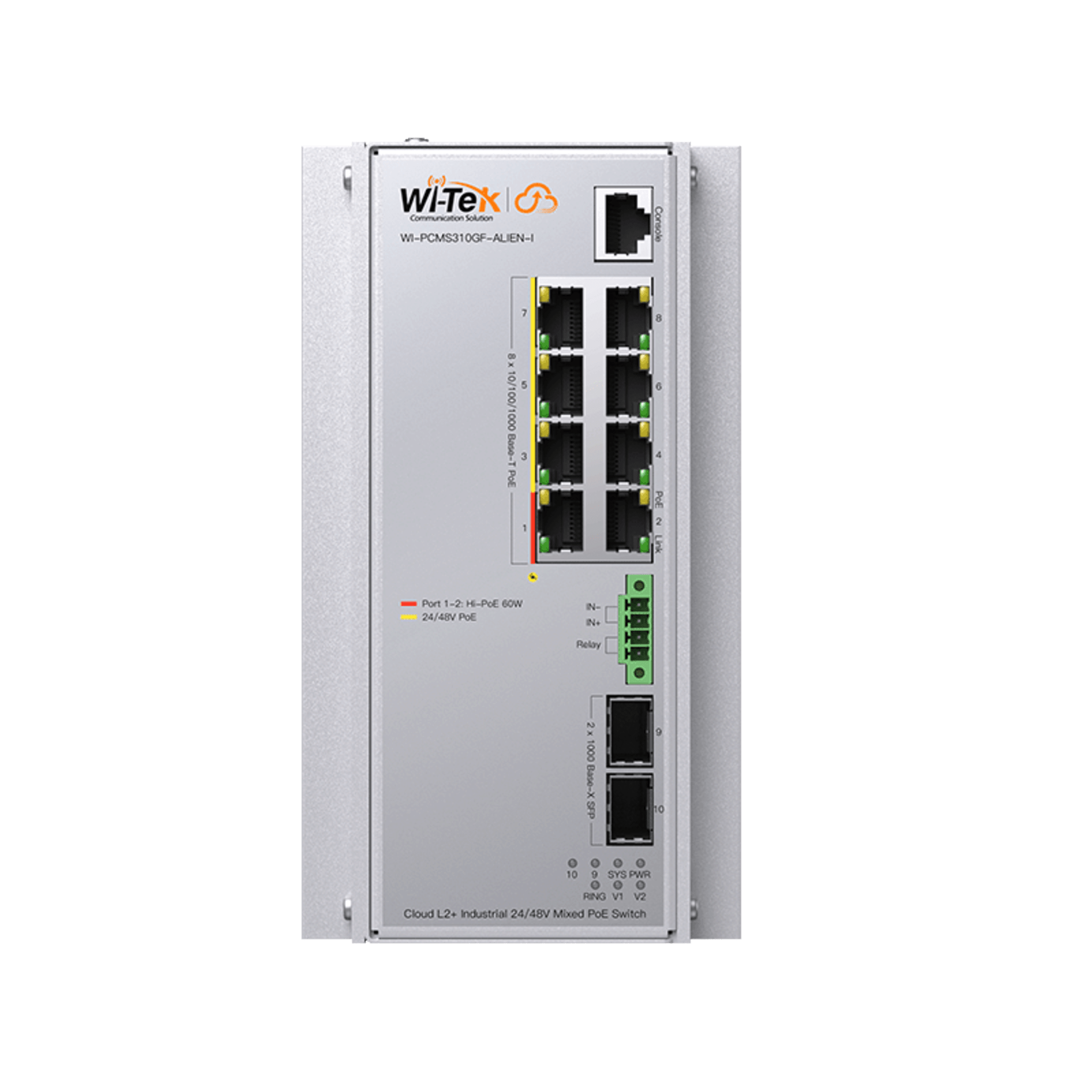 Switch Industrial Administrable Gigabit con 2 Puertos PoE bt + 6 Puertos PoE af/at o 24 V Pasivo + 2 SFP Gigabit, 240 W